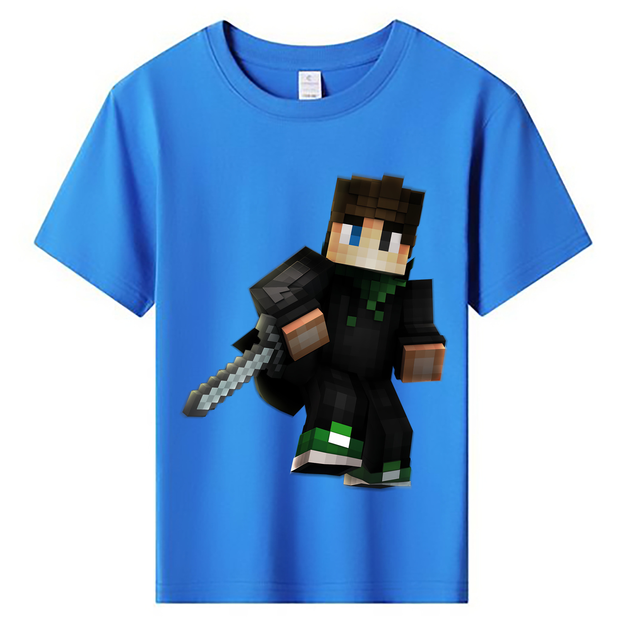（画像用） マインクラフト ブロックの世界 Minecraft MC Block world 綿100％キッズTシャツ（フロントプリント）